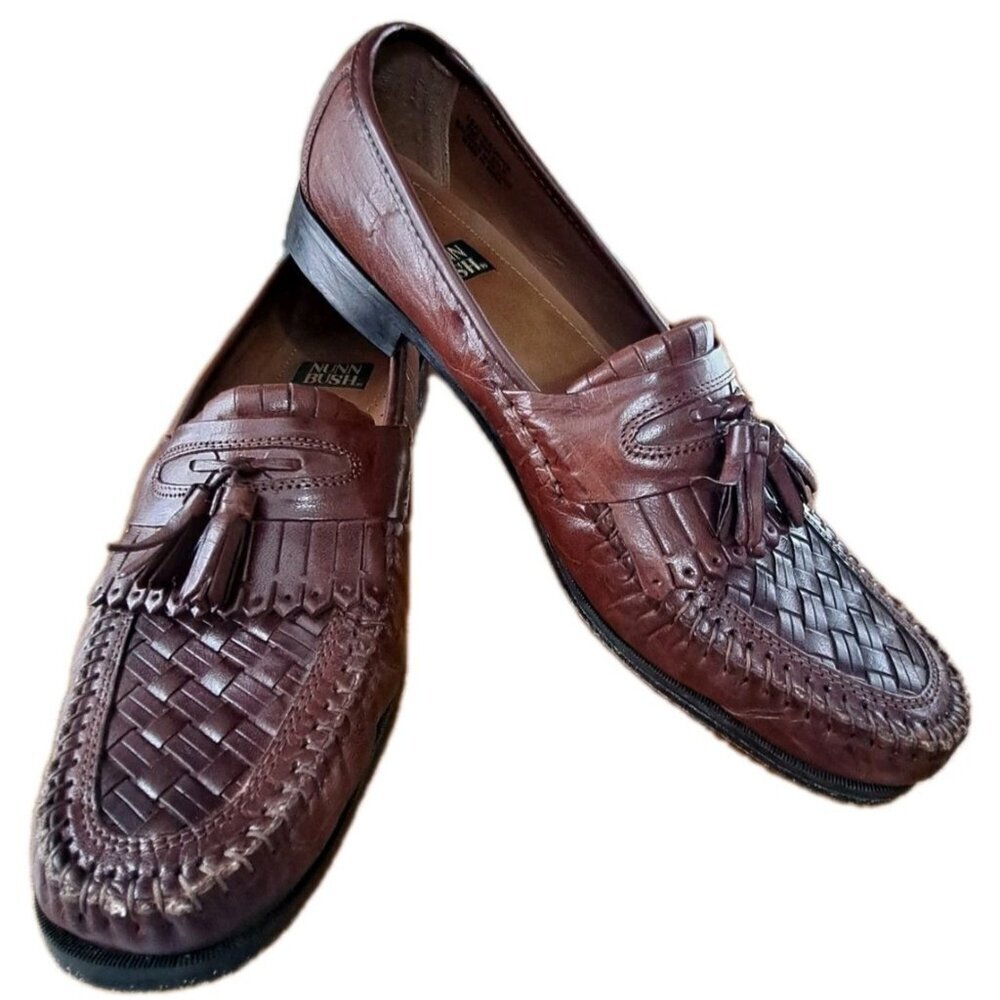 Nunn Bush Men's 13 Brown Woven Tassel Slip-On Loafers